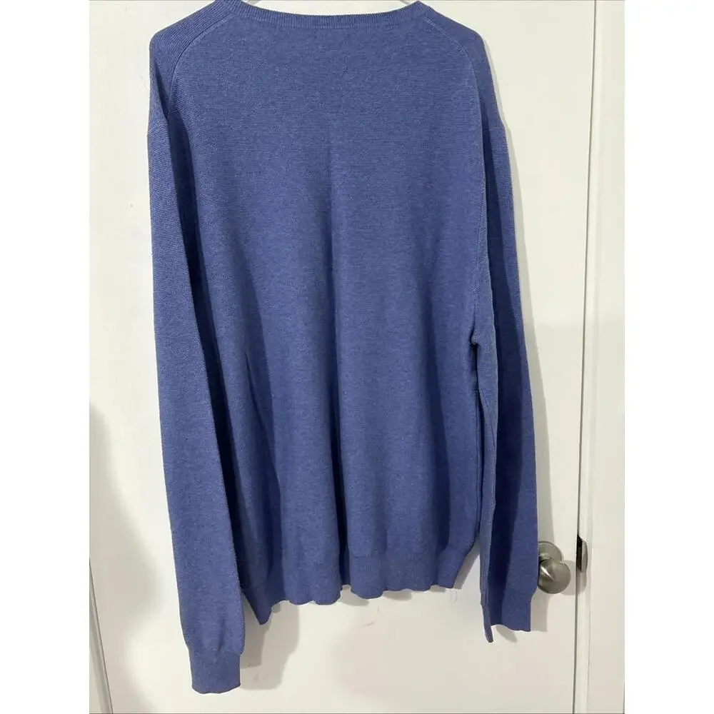 Sz 2XL J Crew Sweater Men's Blue Crew Neck Long Sleeve Cotton Preppy‎ Sweater